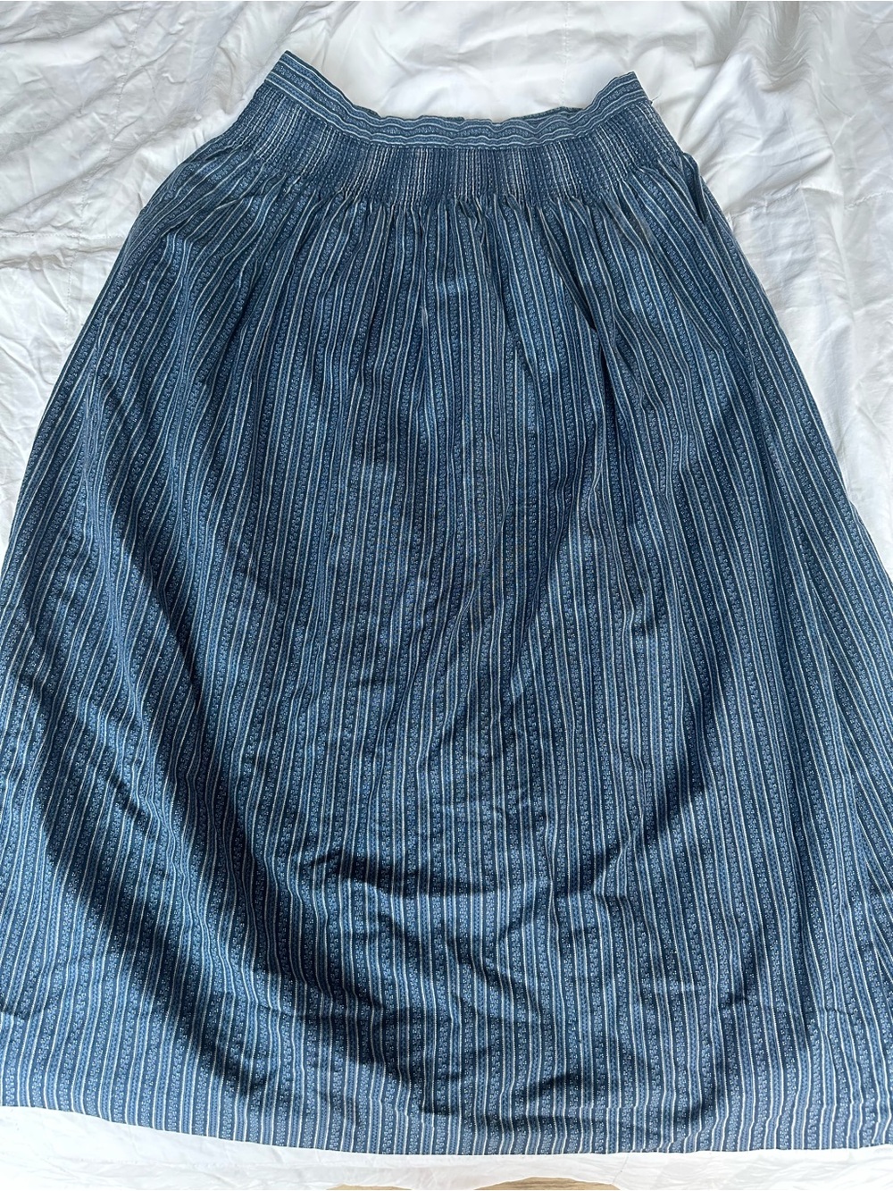 Blue Striped Midi Skirt - Classic Casual